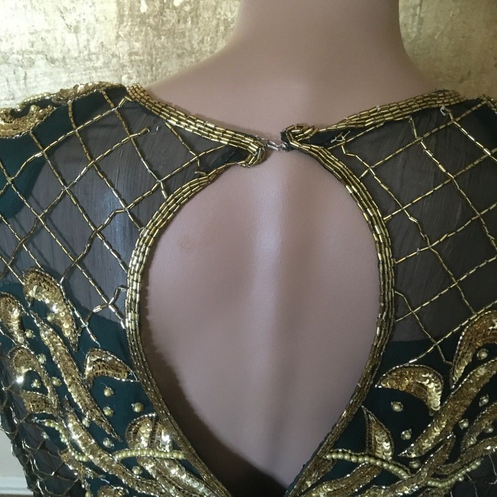 Lawrence Kazar New York vintage beaded dress S - Picture 8 of 16